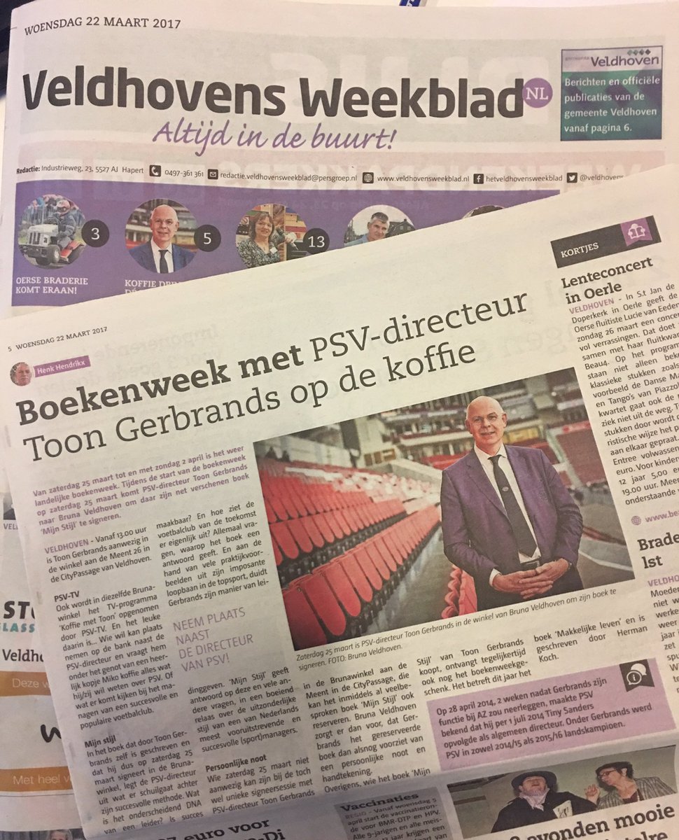 Veel media aandacht vandaag, @ToonGerbrands directeur van <a href="/PSV/">PSV</a> komt zaterdag vanaf 13u bij ons in de winkel langs. Kom jij ook op de koffie?