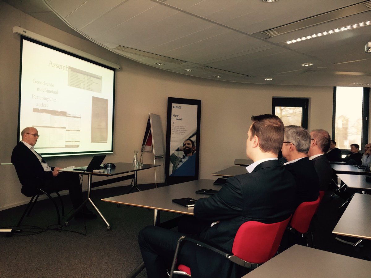 Win Ebbinkhuijsen, father of COBOL, presents to packed audience @microfocus DevDay NL