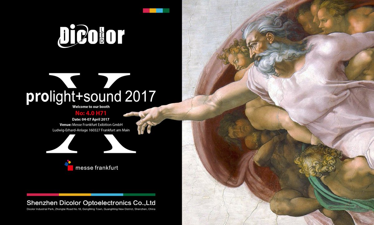 DicolorLED's tweet photo. Dicolor does not stop, April 4, 2017, Germany Messe Frankfurt Prolight + sound, we again about! We sincerely invite you to attend!😄 https://t.co/IpIwb3ITUS