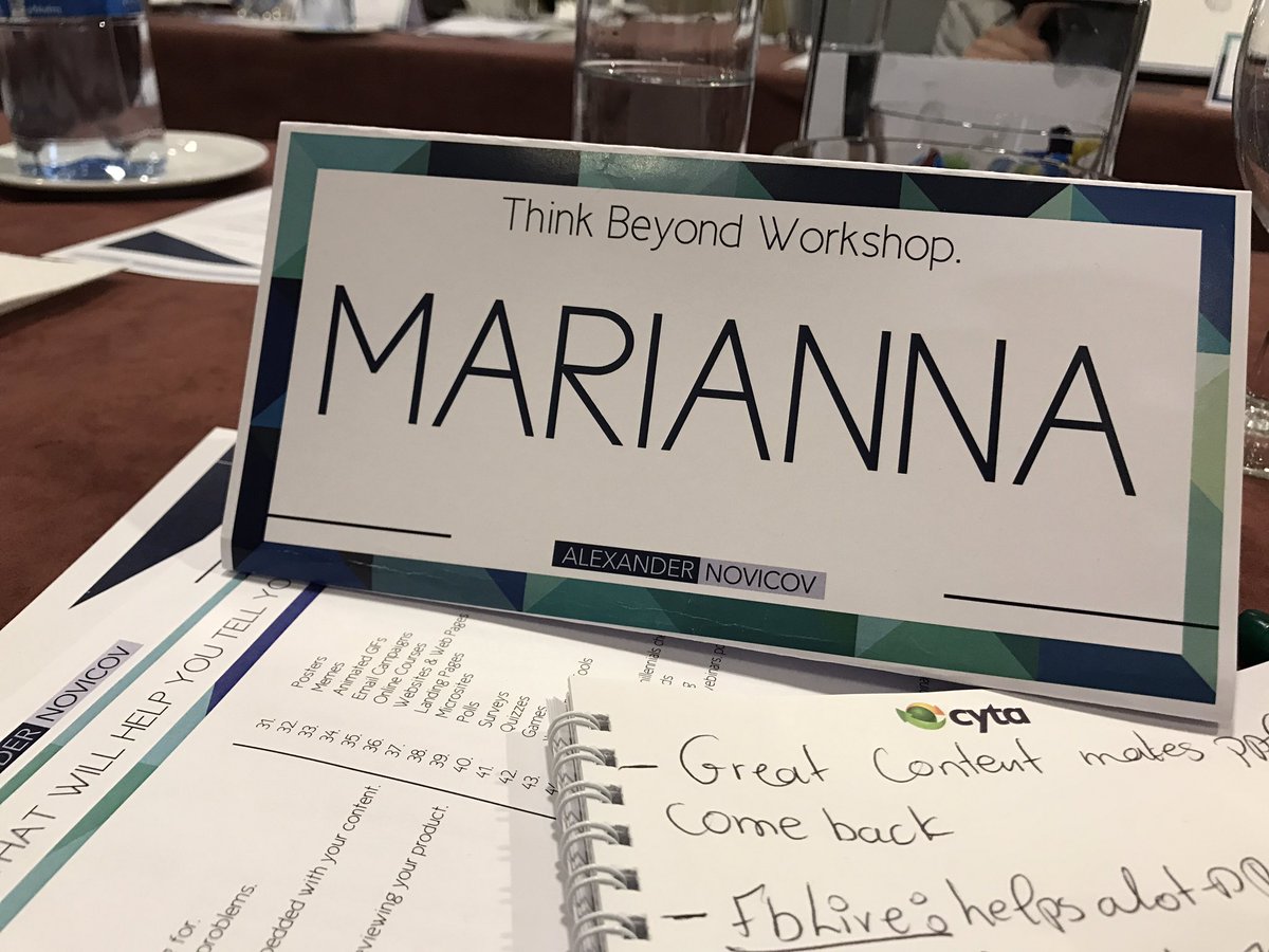 MariannaWhite91's tweet photo. Great #content inspires people and makes them come back.. #iThinkBeyond #workshop by @alexnovicov #socialmediamarketing https://t.co/OYKGFdznkC