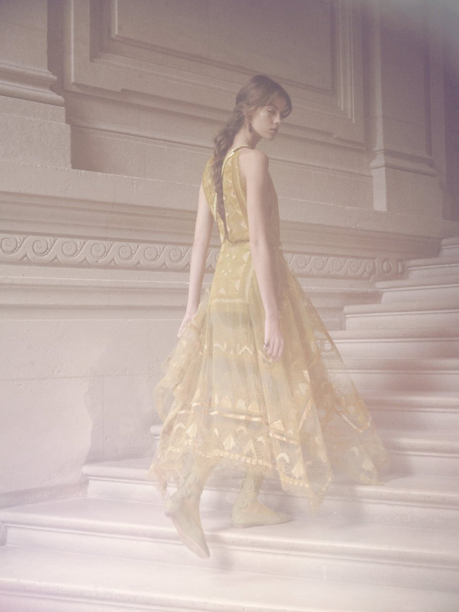 flynessapp's tweet image. #SS17 Collection: an acid green tulle dress embroidered with chiffon and velvet appliqués enriched with micro beads.