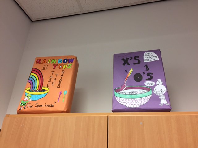 FHS_BusinessEd's tweet photo. #cerealboxchallenge some fantastic examples of cereal box designs for our S1 classes - well done! https://t.co/3eQ2t85cvj