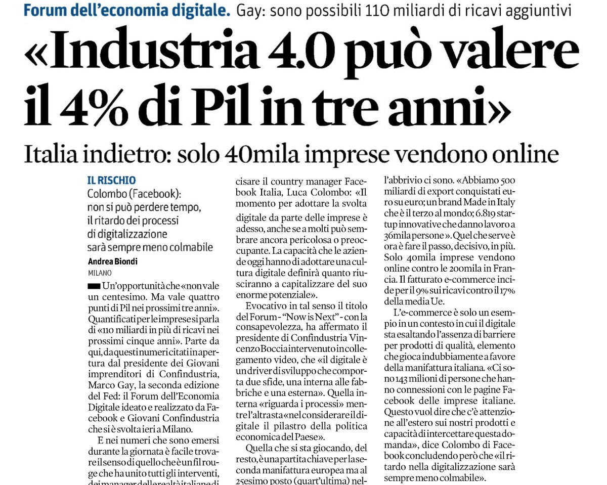 infocamere's tweet photo. Su @sole24ore #industria40 può valere il 4% di Pil in tre anni @An_Bion #FED2017 @marcogy @LucaColombo @ecereda @purassan @davidcasalini https://t.co/K8kr3RRaVo