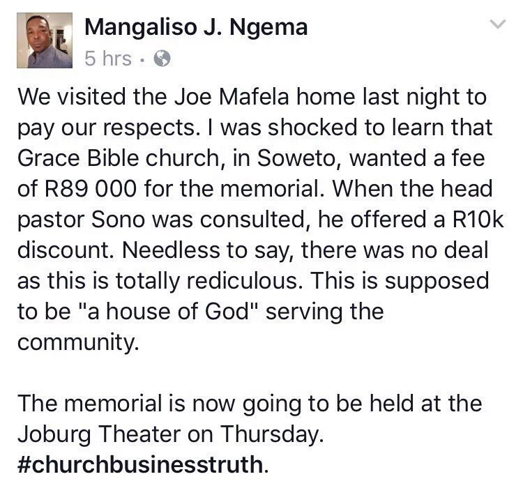 Ben_Malubane's tweet photo. Why #Gracebiblechurch is trending again. 
#AMLive #SABCNews https://t.co/A2fElrNtPy
