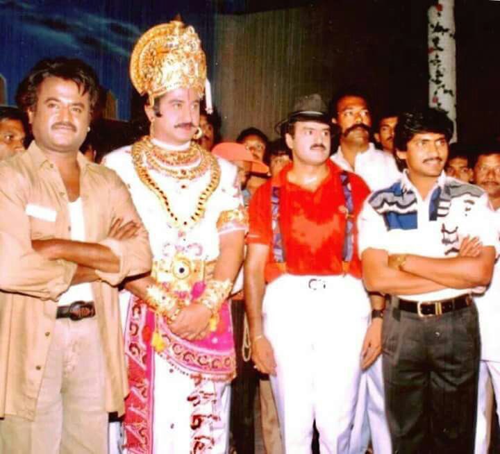 Mahesh Koneru on X: "A rare photo of Superstar Rajinikanth and Balayya Babu with actor Suman and director SV Krishna Reddy #ThrowbackThursday https://t.co/NsL1A34Uoh" / X