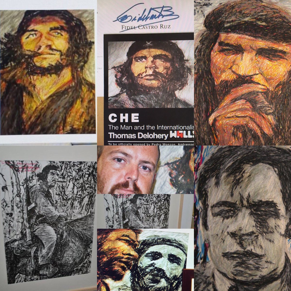 TomdeloheryJ's tweet photo. #art #portraits #mixedmedia by #internationalvisualartist #thomasdelohery @TomdeloheryJ of #cheguevara & #signedpostcard by #fidelcastro https://t.co/vEwzcWKmdO