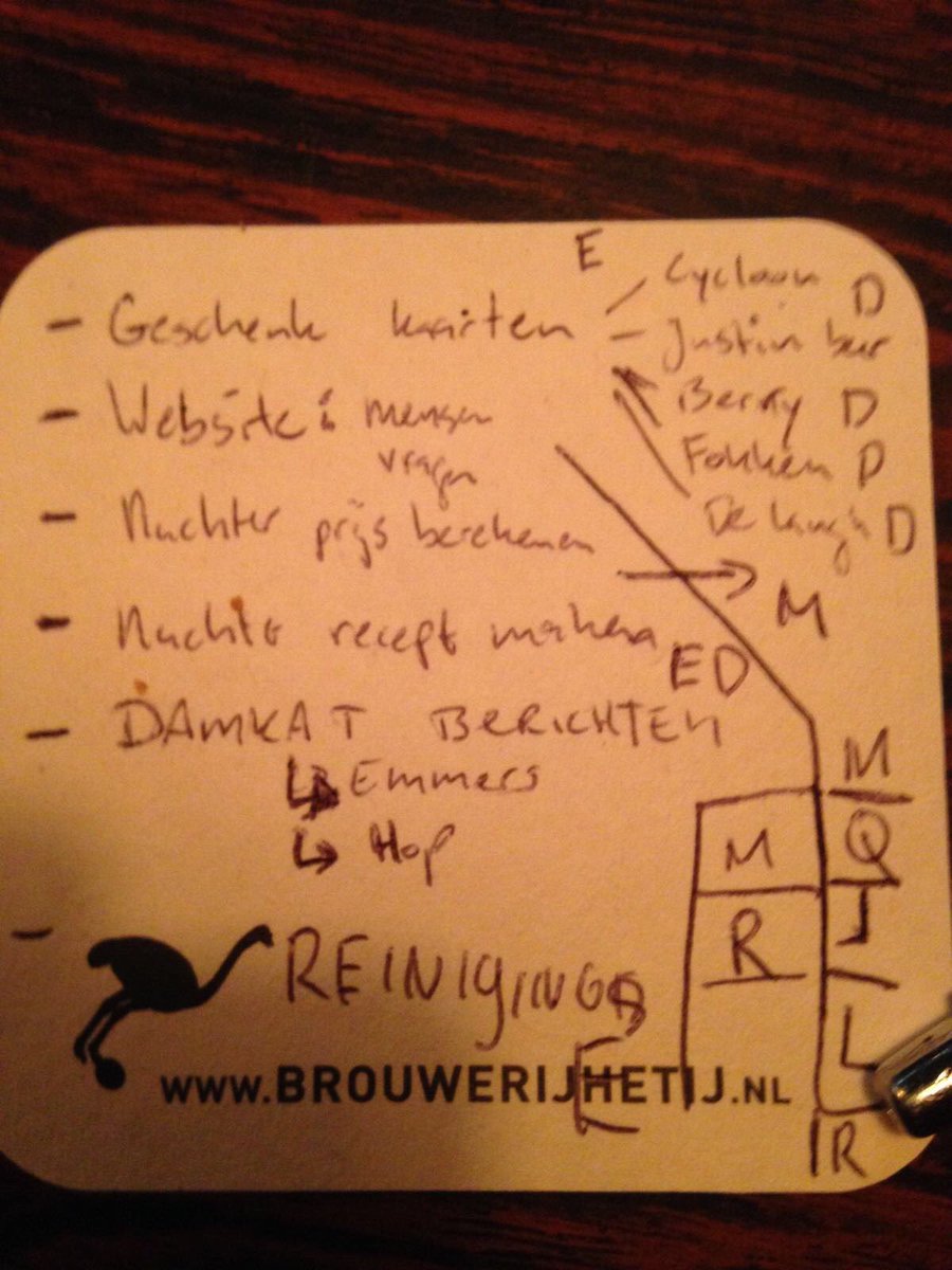 Notulen van ons overleg gister, gewoon op een bierviltje en een fotootje in de appgroep. Klaar! #hetnoodzakelijkemethetaangenamecombineren