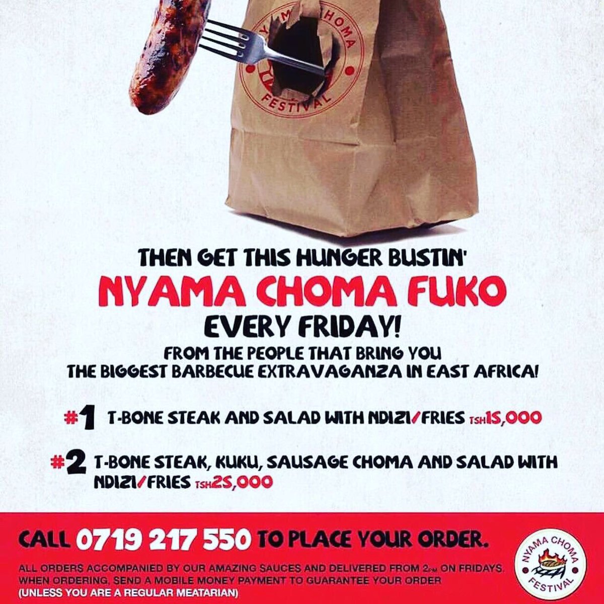 NyamaChomaFest's tweet photo. #FukoFriday #FukoFriday #FukoFriday Place your order for our tantalising #TNCFFuko tomorrow. Call 0719217550 for more details https://t.co/CtqajDAD5b