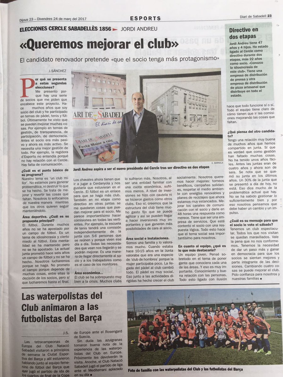 Llegeix la nostra entrevista avui  al Diari de Sabadell x <a href="/jordipress/">Jordipress (www.jordipress.com)</a> Propostes per #uncerclemillor <a href="/DiarisSabadell/">Diaris Sabadell</a> <a href="/RadioSabadell/">RàdioSabadell</a>