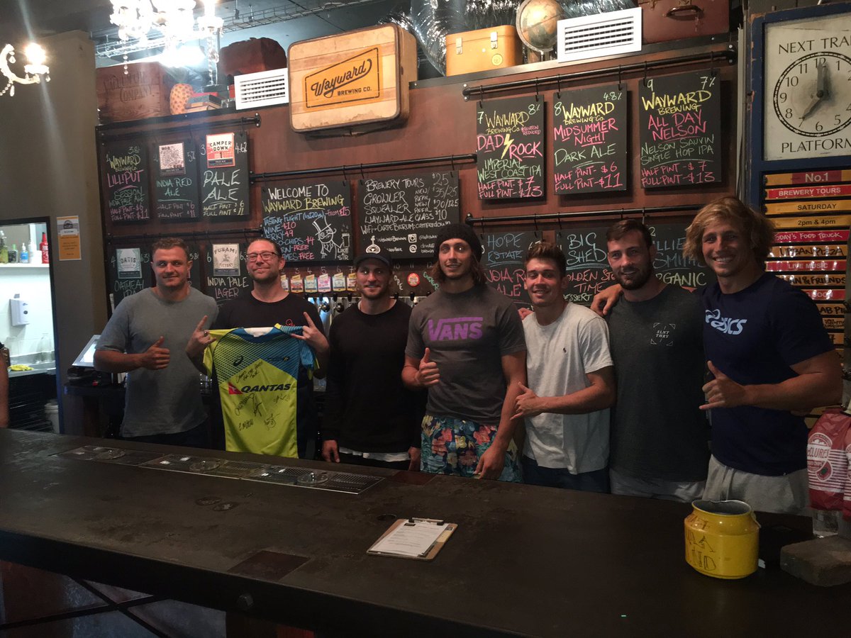 Thanks so much to <a href="/WaywardBeer/">Wayward Brewing Co</a> for hosting <a href="/Aussie7s/">Australia Sevens</a> this evening and teaching the lads about craft beer &amp; owning your own business 👌🏻