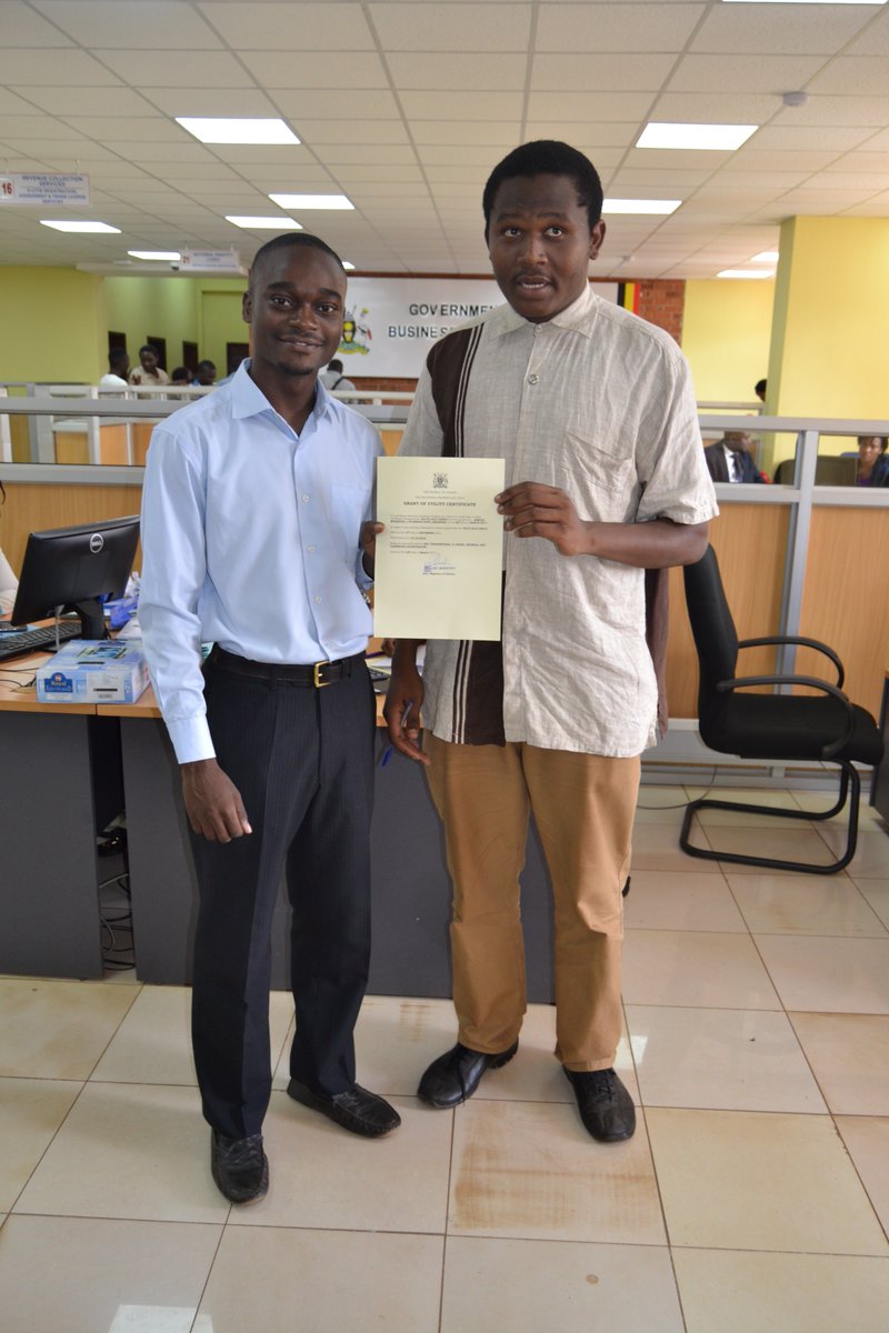 URSBHQ's tweet photo. Yesterday, Mugarura Samuel was granted a Utility certificate which is in recognition of his innovation. A Utility is a lesser Patent.#IPwork https://t.co/u674WFuYGS