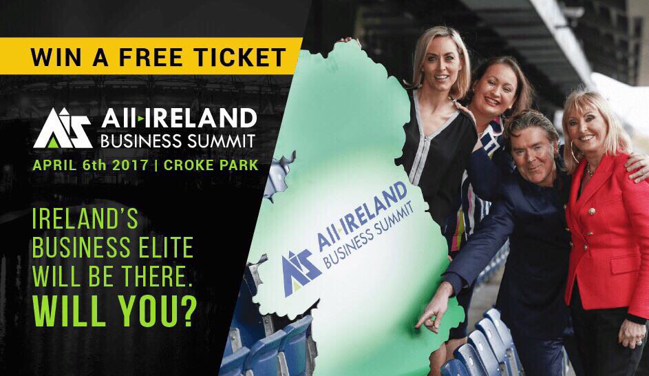All_IreSummit's tweet photo. Want to attend the All Ireland Business Summit? Retweet &amp; follow to enter for a chance to #win 1 ticket. Winner announced 27 March https://t.co/yqBR5FlNKT