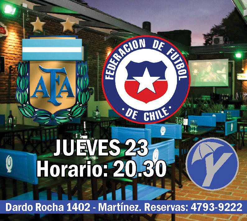 YuviaBar's tweet photo. #BuenJueves Vení y hace la previa del partido #ArgentinavsChile con nuestro #happyhour de 18 a 20.30!!🎊🍻#YuviaBar https://t.co/ERDhvKtbGL