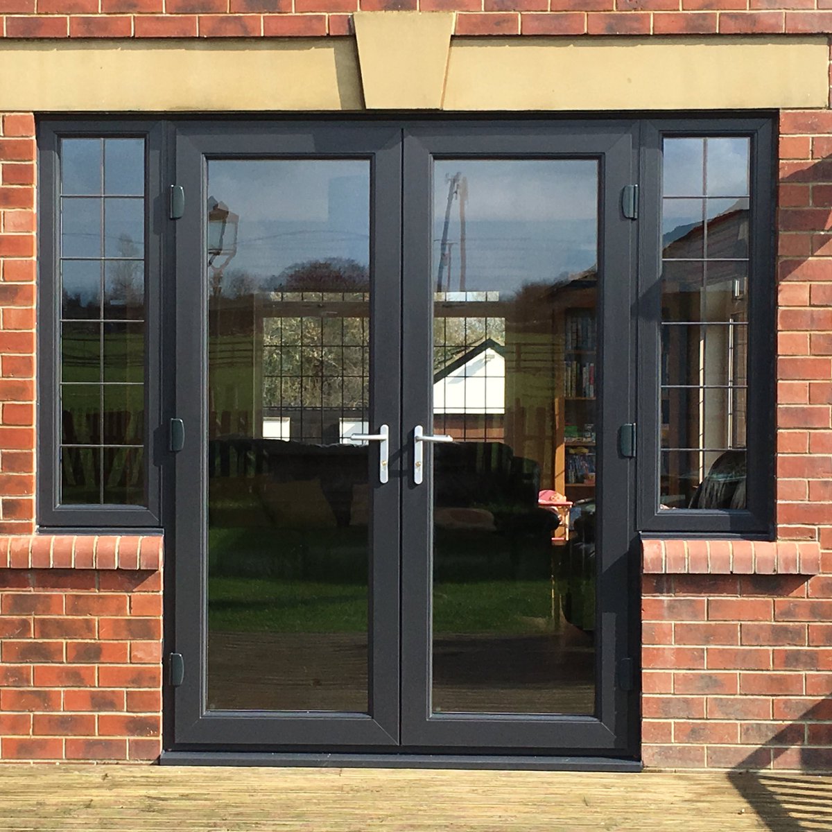 Anthracite grey French doors @Halo_Systems