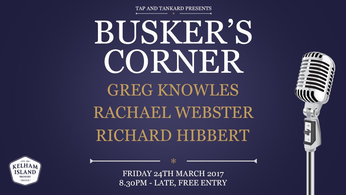TapTankard's tweet photo. Busker's Corner is back tomorrow night!

We've got music from Greg Knowles, @themusicgeek13 and Richard Hibbert!

#socialsheffield https://t.co/j7mw72xcrf