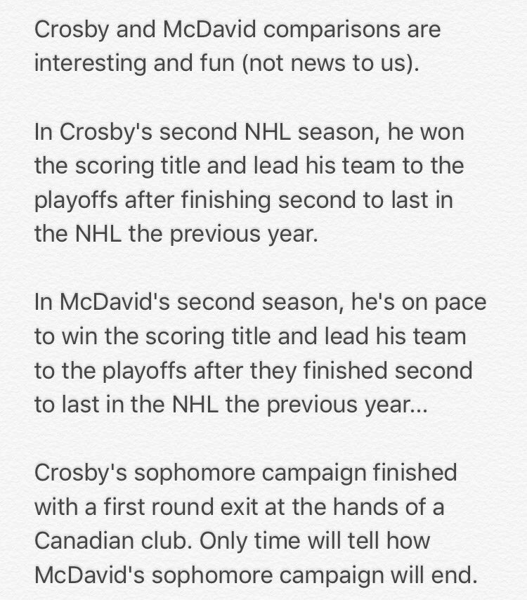 thanhctang's tweet photo. @TSNBobMcKenzie @TSN_Sports @tsnjamesduthie 🤔😱 how incredible is this comparison... #mcdavid #crosby https://t.co/mcJBiyzhz6