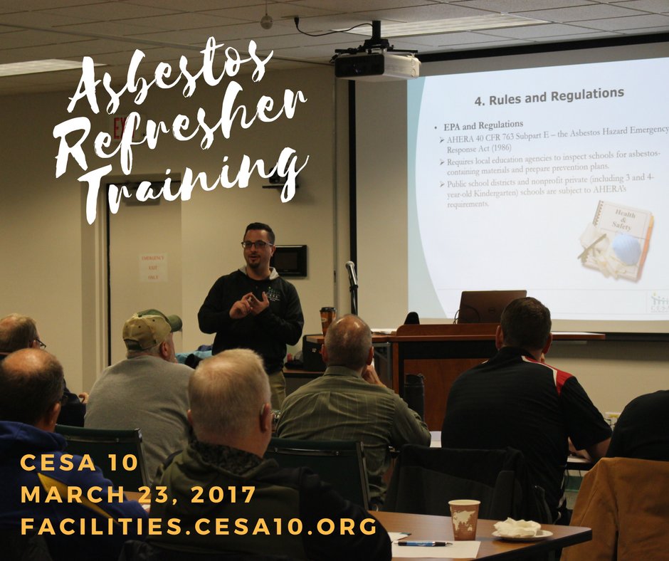 CESAFacMan's tweet photo. @GregorichLance helps a roomful of attendees maintain compliance through the #CESAFacMan Asbestos Refresher training at #cesa10. https://t.co/j1rvtEdPFE