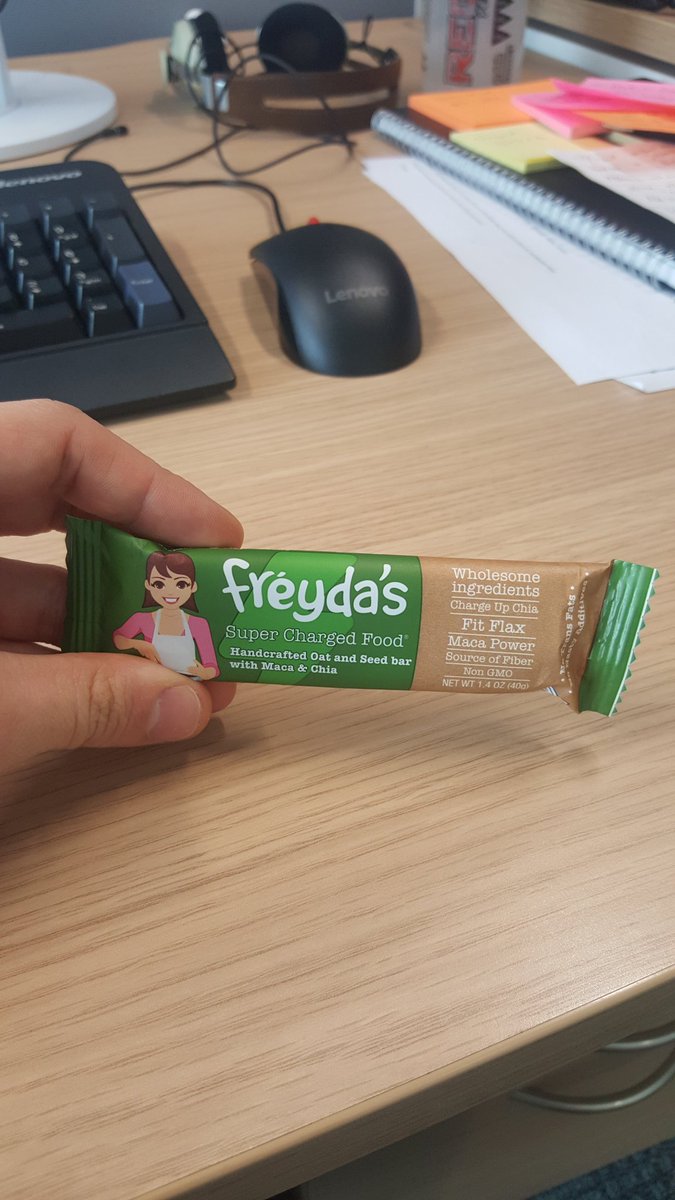 GrantrJackson's tweet photo. @FreidasPantry kicking off the day with one of your bars! I confess I'm not a Mum or Dad but will eat it anyway. https://t.co/ggP8eLQiw0