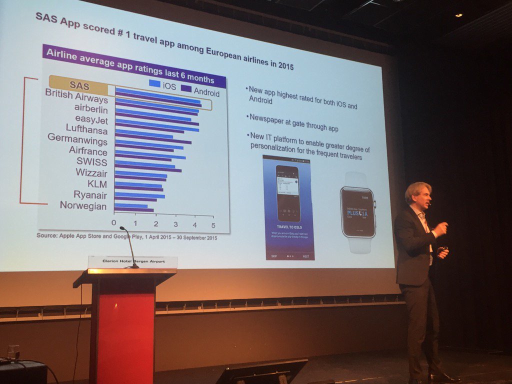 Flyselskapene er helt i starten på en svær digital omstilling; dir Eivind Roald i SAS i møte hos @avinior #bnmøte