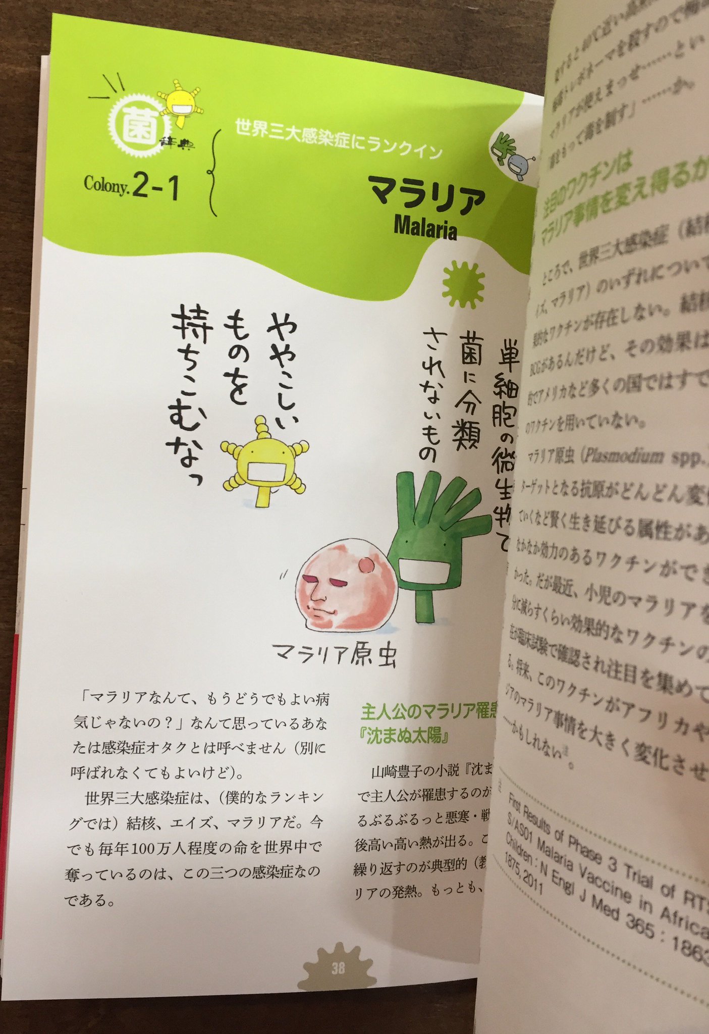 Title タイトル もやしもん は発酵食品に関わる菌 が中心の物語だが この本ではそんな平和なものではない 人に危害を加える菌が次々と登場 文章と絵で その特徴や予防方法が分かります 面白いけど怖い 菌の 図鑑 著 岩田健太郎 絵 石川雅之