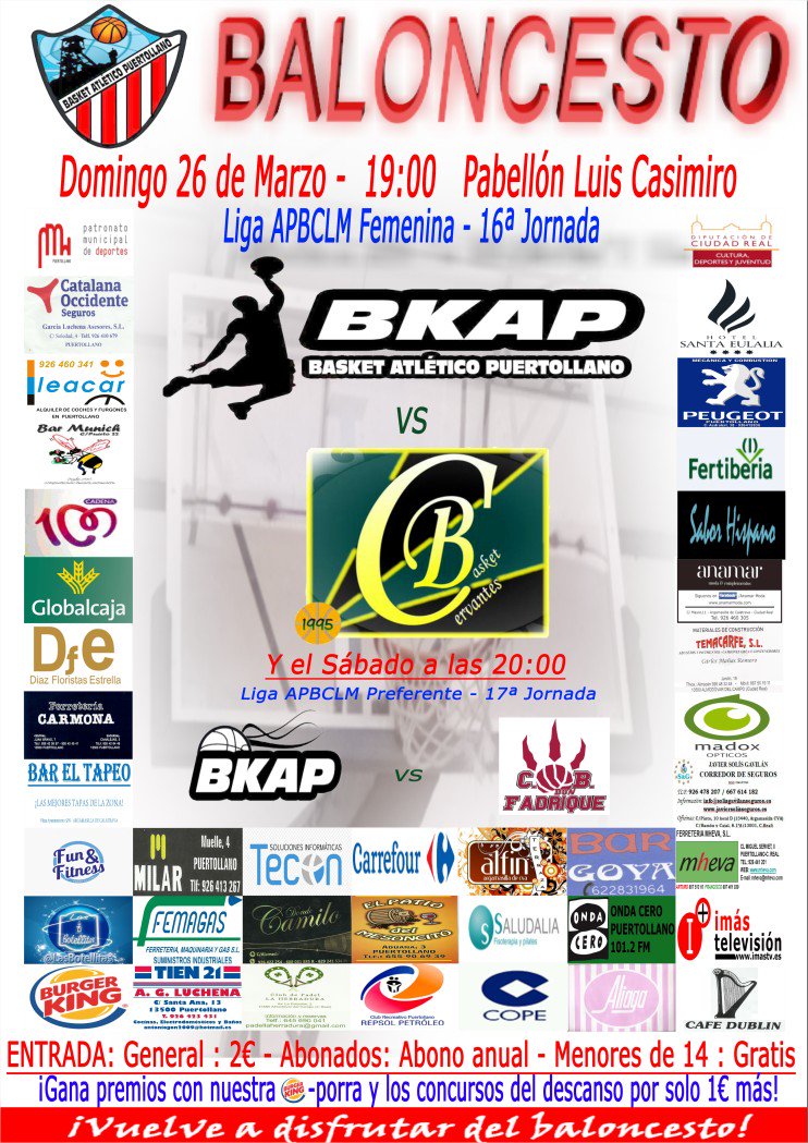 Y por último, el partidazo de la jornada será el de nuestras chicas,  que reciben el líder, el <a href="/BASKETCERVANTES/">BASKET CERVANTES CIUDAD REAL</a> el Domingo a las 19:00!!