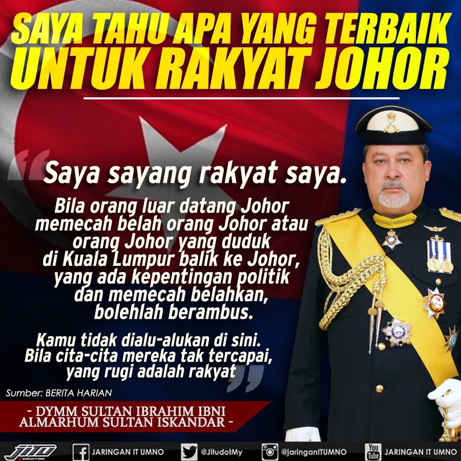 Mahamissa's tweet photo. Jgn pecah belahkan rakyat #Johor #jdt #bangsajohor #southerntiger titah Sultan Johor.
#Negaraku #Malaysia @chedetofficial @MukhrizMahathir https://t.co/M6rzU1YDjn
