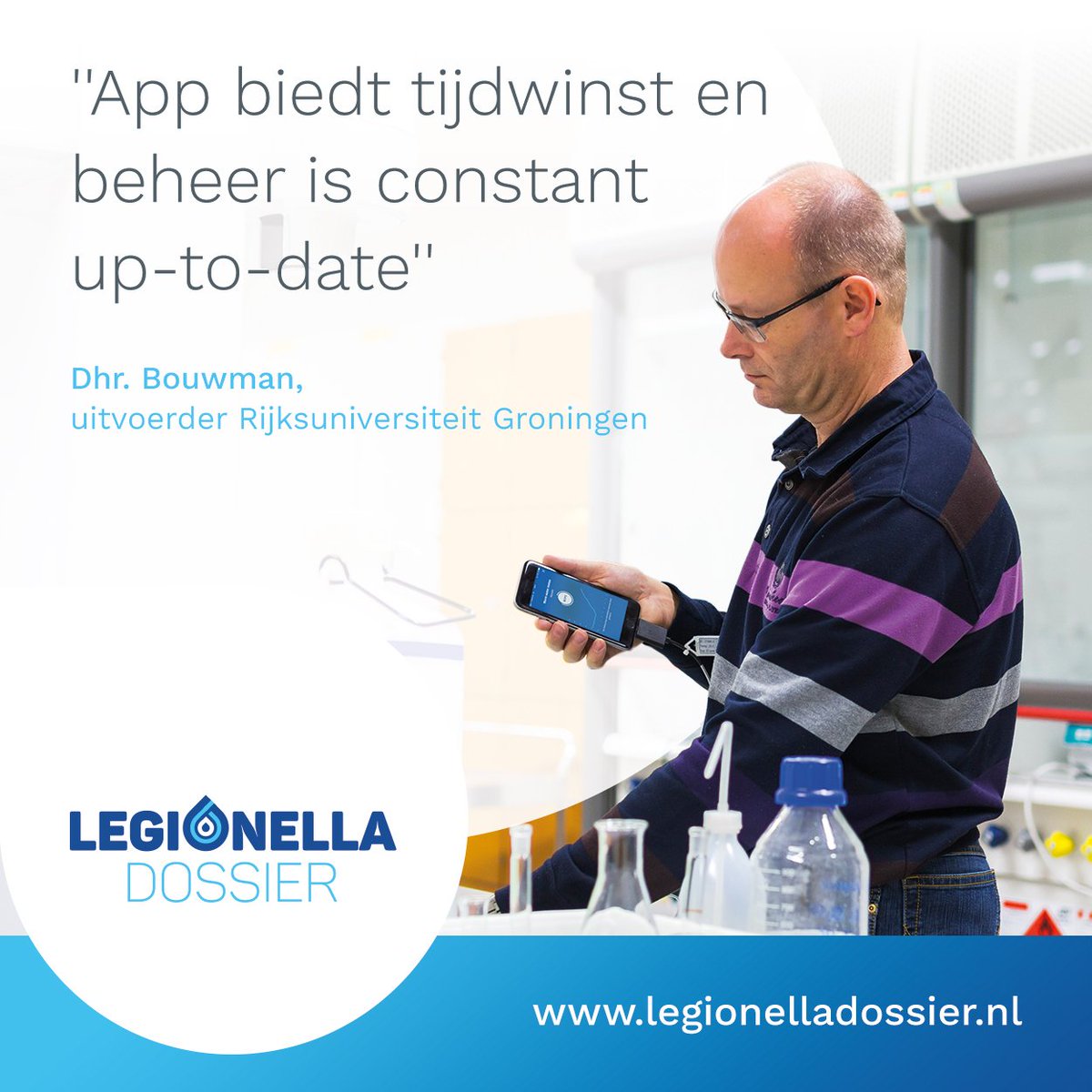 Mooie referentie 'App biedt tijdswinst en beheer is constant up-to-date' #legionella #preventie. Lees meer: bit.ly/2mx29De
