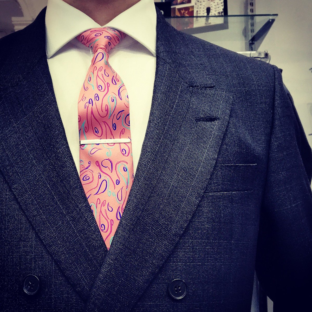 JGrassetto's tweet photo. Mr. Grassetto sporting one of his paisley collection in salmon pink. We are called to be #BOLD #handmadeinengland🇬🇧 #buta #persianinfluence https://t.co/qsvS5Jmdvy