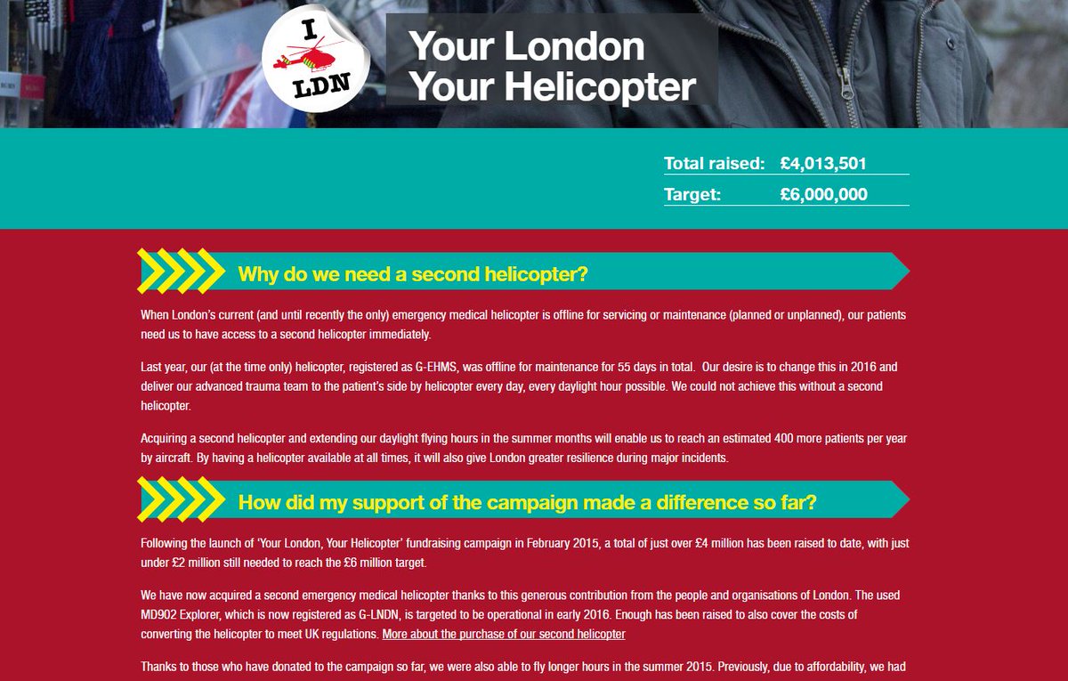 FelicityMorse's tweet photo. London's air ambulance needs to buy a 2nd helicopter - raised £4m of £6m needed. Shall we help? https://t.co/QHxbDpg0gz #WeStandTogether https://t.co/Bk3PPTiZ8A