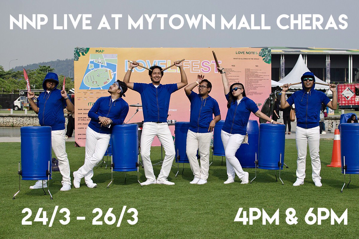 NoNoisePerc's tweet photo. NNP datang lagi!!
MyTown Mall Cheras
24th - 26th March
4pm & 6pm
#nonoisepercussion #nnpmusic https://t.co/Be6e8CKmzC