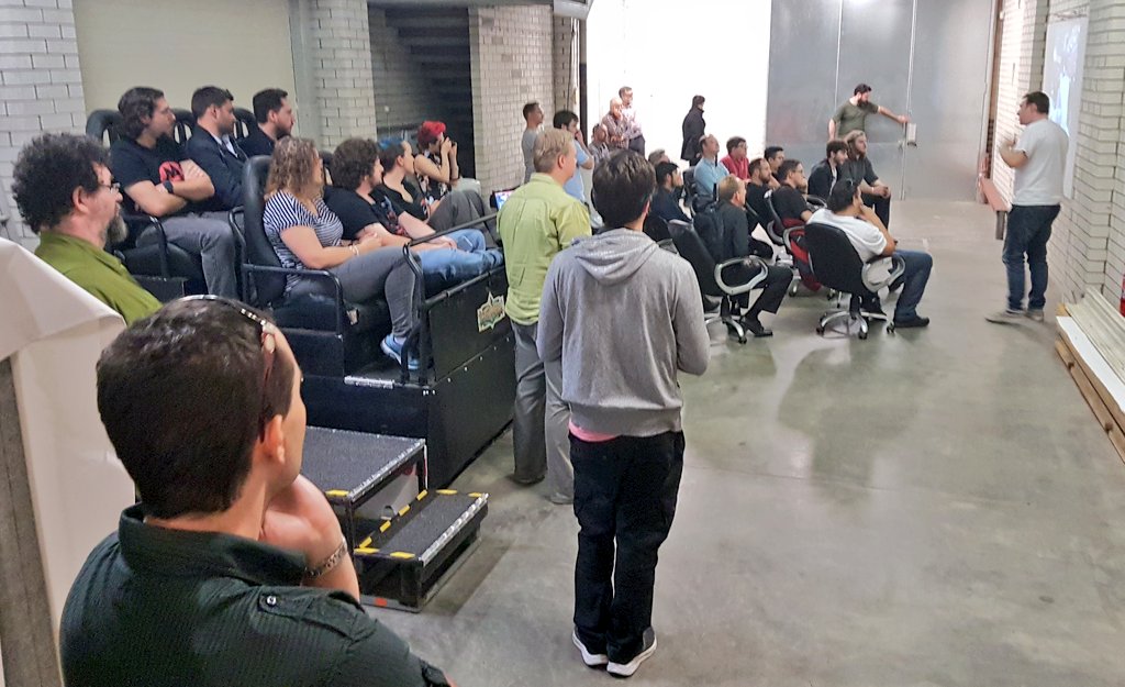 Final presentation by <a href="/FrameVR/">FRAMEVR</a>'s Justin McArdle before #VR rollercoaster rides, <a href="/FOVEinc/">FOVE</a> demos, pizza and networking at Perth VR meetup