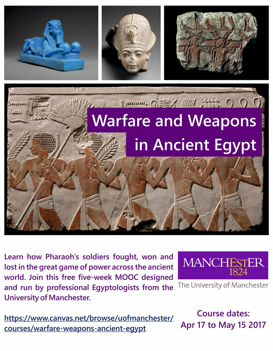 200+ sign-ups so far on the <a href="/OfficialUoM/">The University of Manchester</a> 'Warfare and Weapons in Ancient Egypt' online course, so join the crowd: canvas.net/browse/uofmanc…
