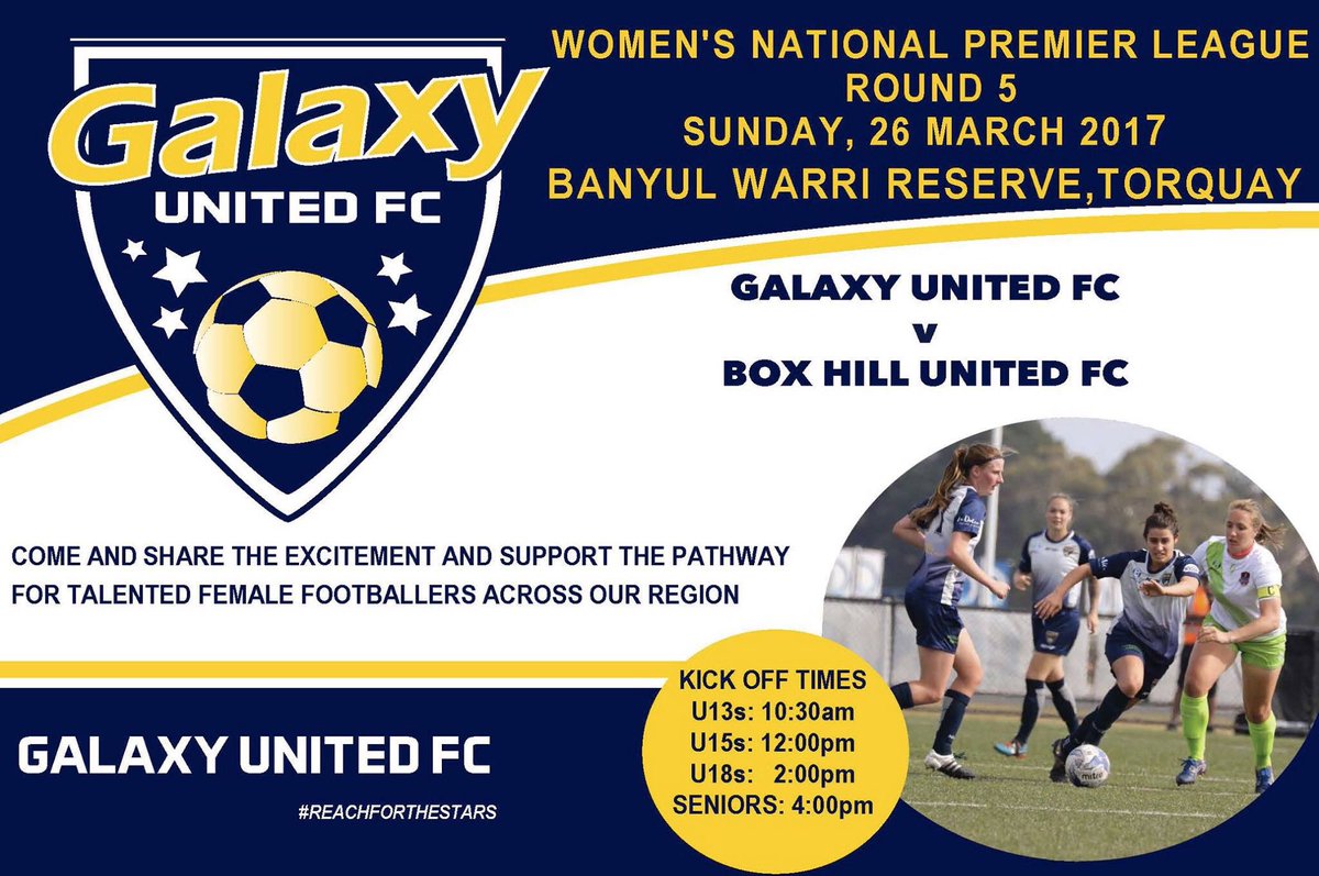 geelonggalaxyfc's tweet photo. Come down and support Galaxy United FC this Sunday at Torquay. #reachforthestars #ps4wnplvic #boxhillunitedfc https://t.co/m65GXkkNSS