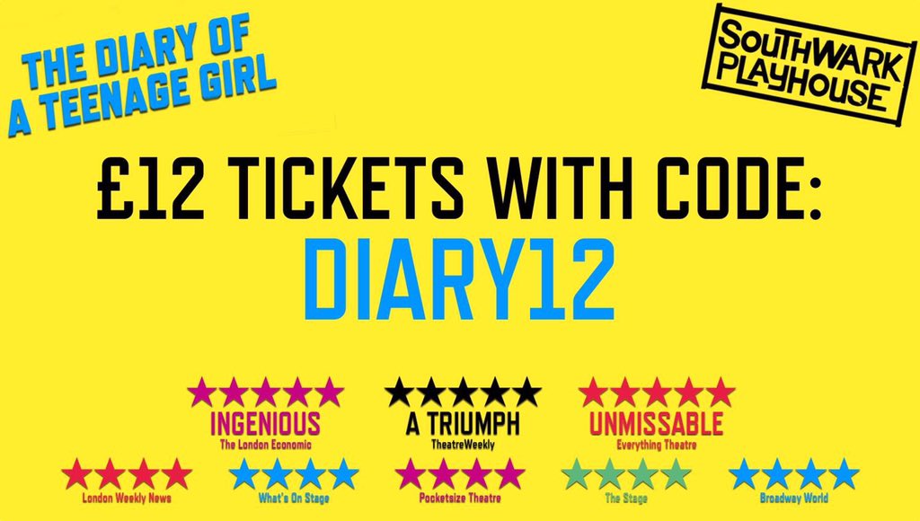 AlixFox's tweet photo. All tix to remaining performances of @DiaryThePlayUK at @swkplay are now £12! Get off your sofa &amp; GO SEE! https://t.co/mXnFErFDFD