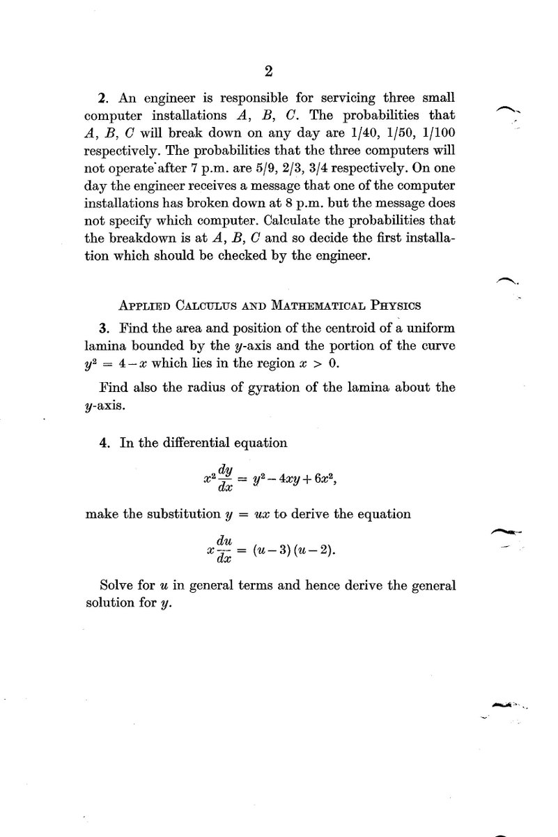MEIMaths's tweet photo. .@OCR_Maths here are pages 1-4 of the 1967 @MEImaths #Alevel Applied #Maths1 paper from our archives; pp 5-8 coming next #ThrowbackThursday https://t.co/wqB8UsXtyf