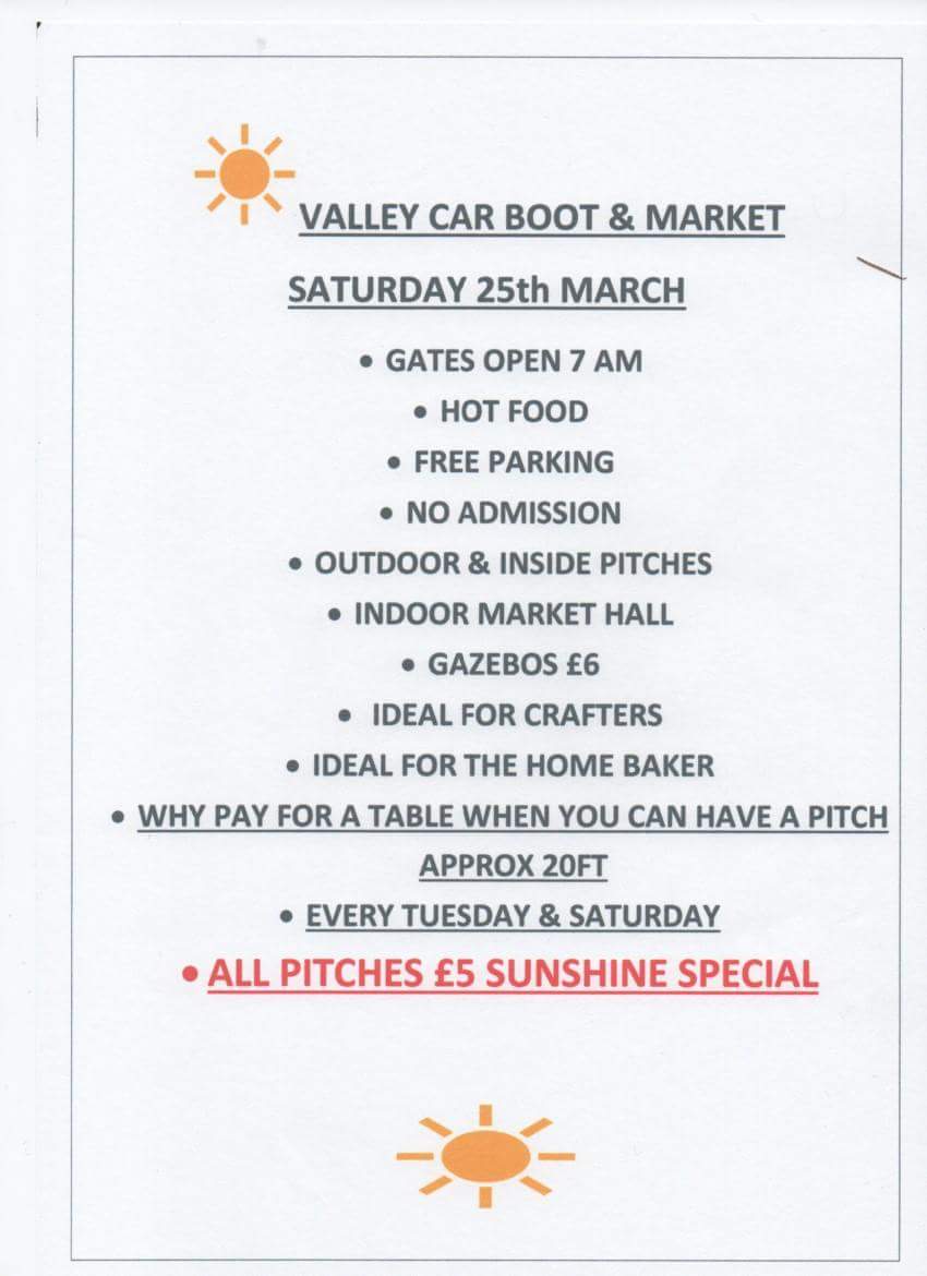 Valley_Car_Boot's tweet photo. #Valley Car Boot and Market this Saturday, 25 March.
#Anglesey #Wales #supportlocal https://t.co/3n4GBv981K