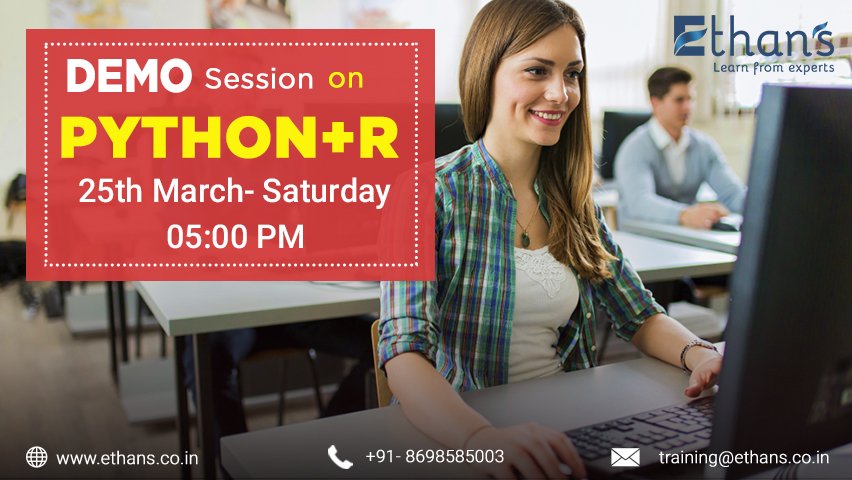TechEthans's tweet image. Ethans Technology announces &quot;Demo Session&quot; FOR Saturdays 
Email : training@ethans.co.in 
Call Us : +91-8698585003
#pythontraininginpune