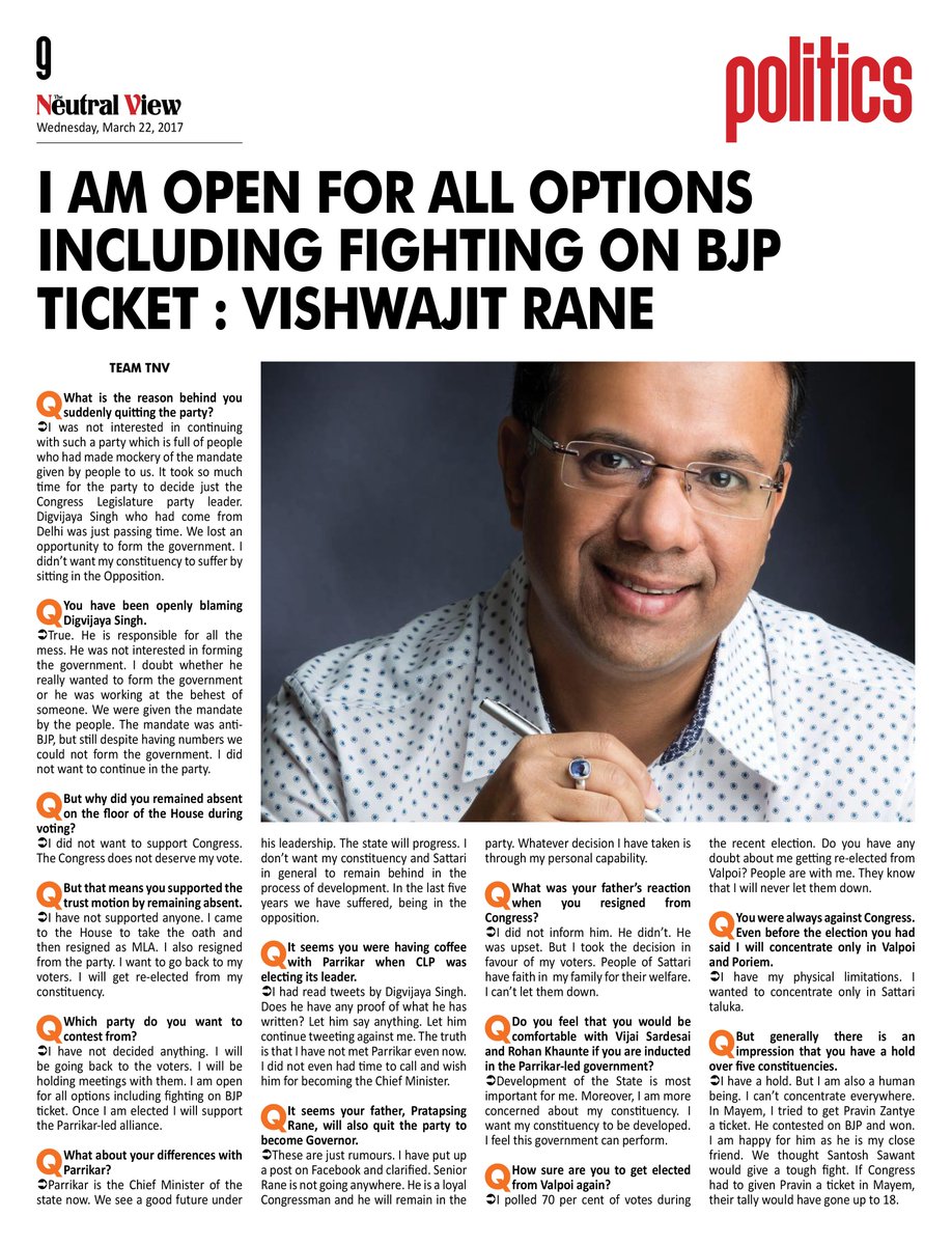 neutralviewmeg's tweet photo. @visrane speaks to TNV. #options #GoaPolitics #GoaElection2017 https://t.co/qnwF3u9yzo
