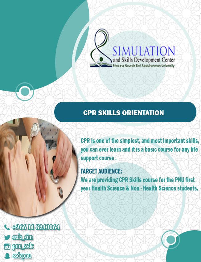 ssdc_sim's tweet photo. Course CPR Skills Orientation #CPR #course #PNU #training https://t.co/u1gcp4tnYq