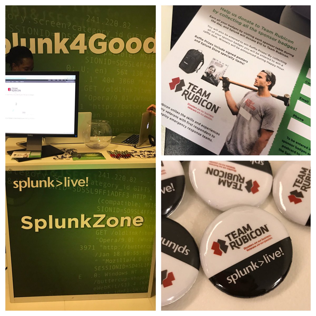 We're kicking off #splunklive Start collecting your 8 sponsor badges to help us donate to <a href="/TeamRubicon/">Team Rubicon</a>