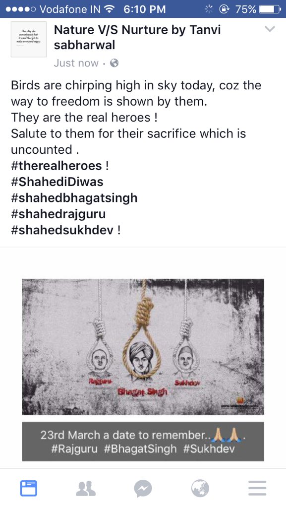sabharwal_tanvi's tweet photo. #Salute to the real heroes ! #Naturev/sNurture #ShaheedDiwas ! 🙏🏻 https://t.co/rVMBJlatJ8