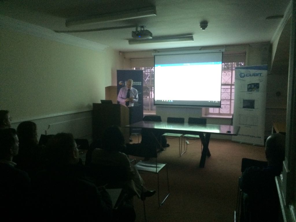 BuildsoftUK's tweet photo. George presenting "What Cubit can do for the QS" at last night's @SCSISurveyors QS Professional Group CPD Seminar #QS #Construction https://t.co/zXQAsRKiON