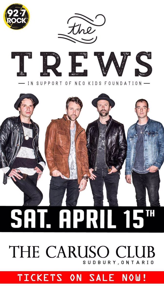 cabinmedia's tweet photo. @thetrews live in concert Saturday April 15th in #Sudbury! https://t.co/nGZ5kChaYC