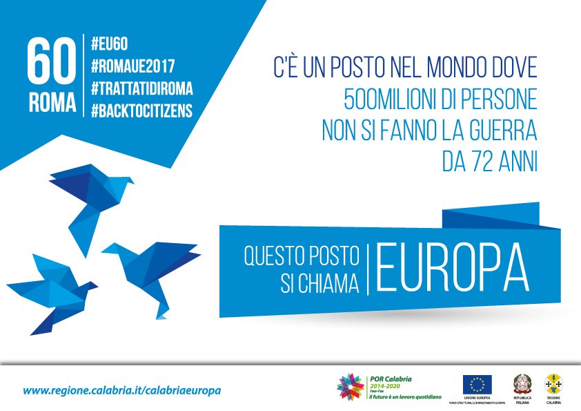 PorCalabria's tweet photo. Questo posto si chiama #Europa.
#ue60 #DigitalDay17 #TrattatidiRoma https://t.co/GXOUCMAUwd