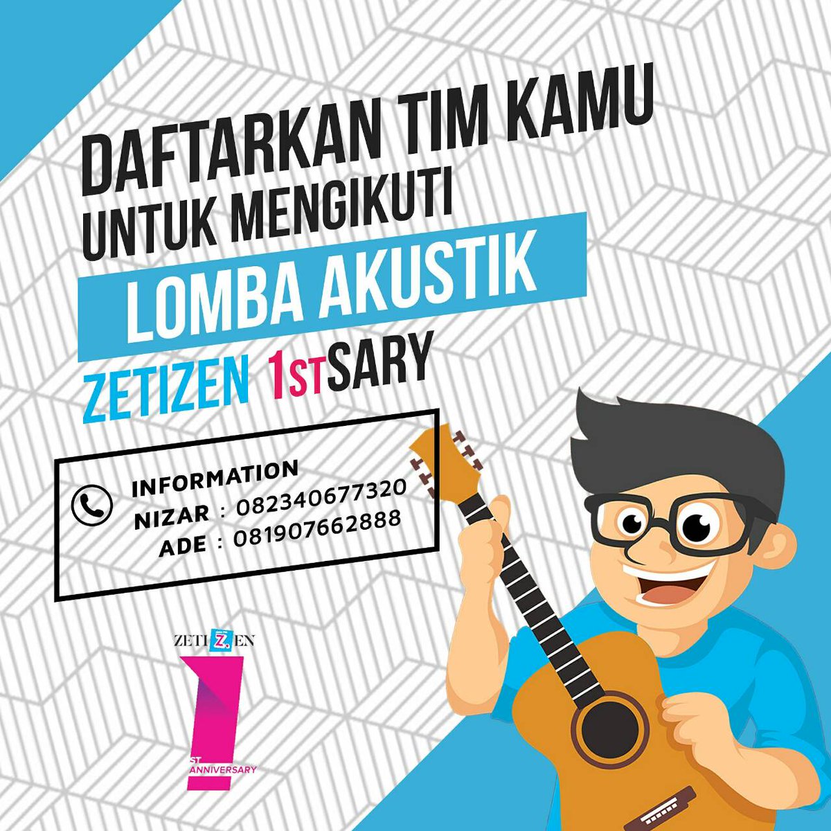 Yang suka nyanyi dan main musik mana suaranyaaaaa 🤣🤣 
Yuk buruan tunjukin kebolehan kamu dgn ikut Lomba Akustik Zetizen 1stSary