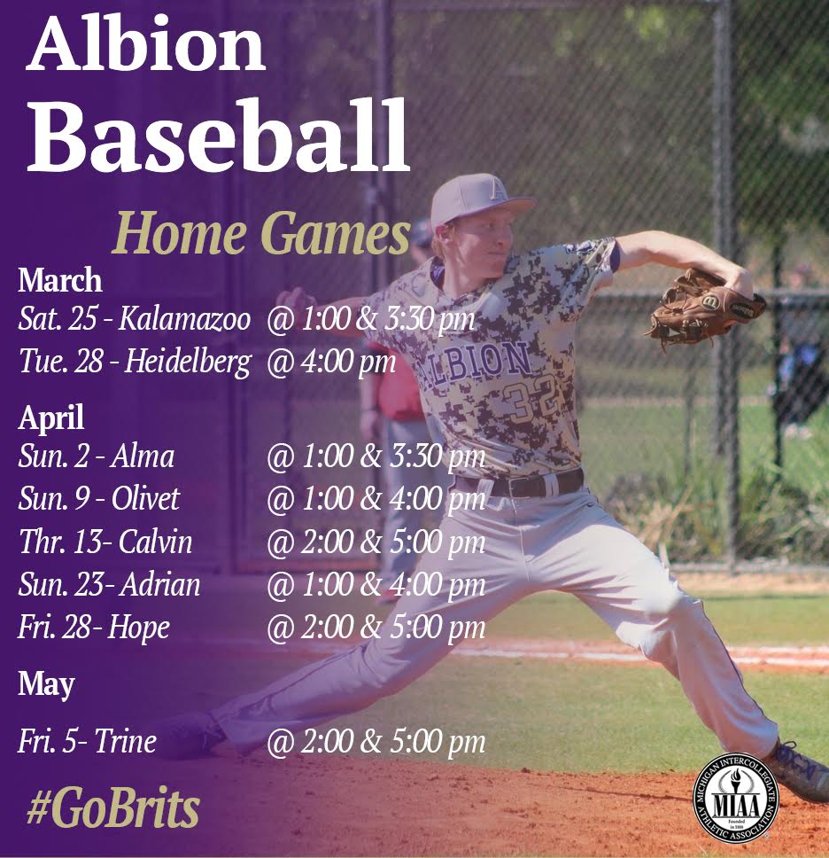 gobrits's tweet photo. Looking at the @BritonsBaseball schedule, @MIAA1888 play is scheduled to begin with a Saturday home DH vs. Kalamazoo. https://t.co/EKoobAfost