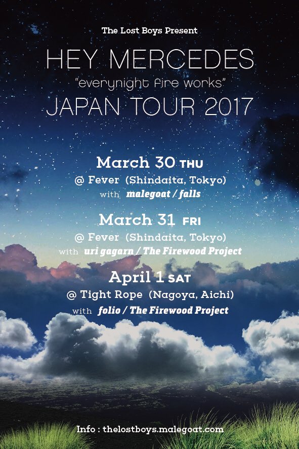 IT'S ALL HAPPENING!!! 
Next week we play our first shows in Japan in 15 years. Come hang with us! 

thelostboys.malegoat.com/hey-mercedes-j…