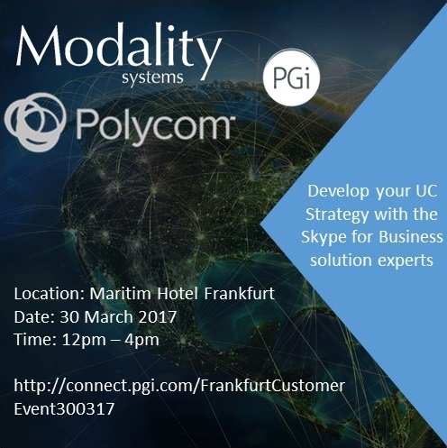 andybuchanan15's tweet photo. Are you developing your #UC roadmap for 2017 with a focus #Skype4B &amp; video comms? Join me in Frankfurt | 30.03.17 https://t.co/IOc9w184CW https://t.co/S7wgojywJs