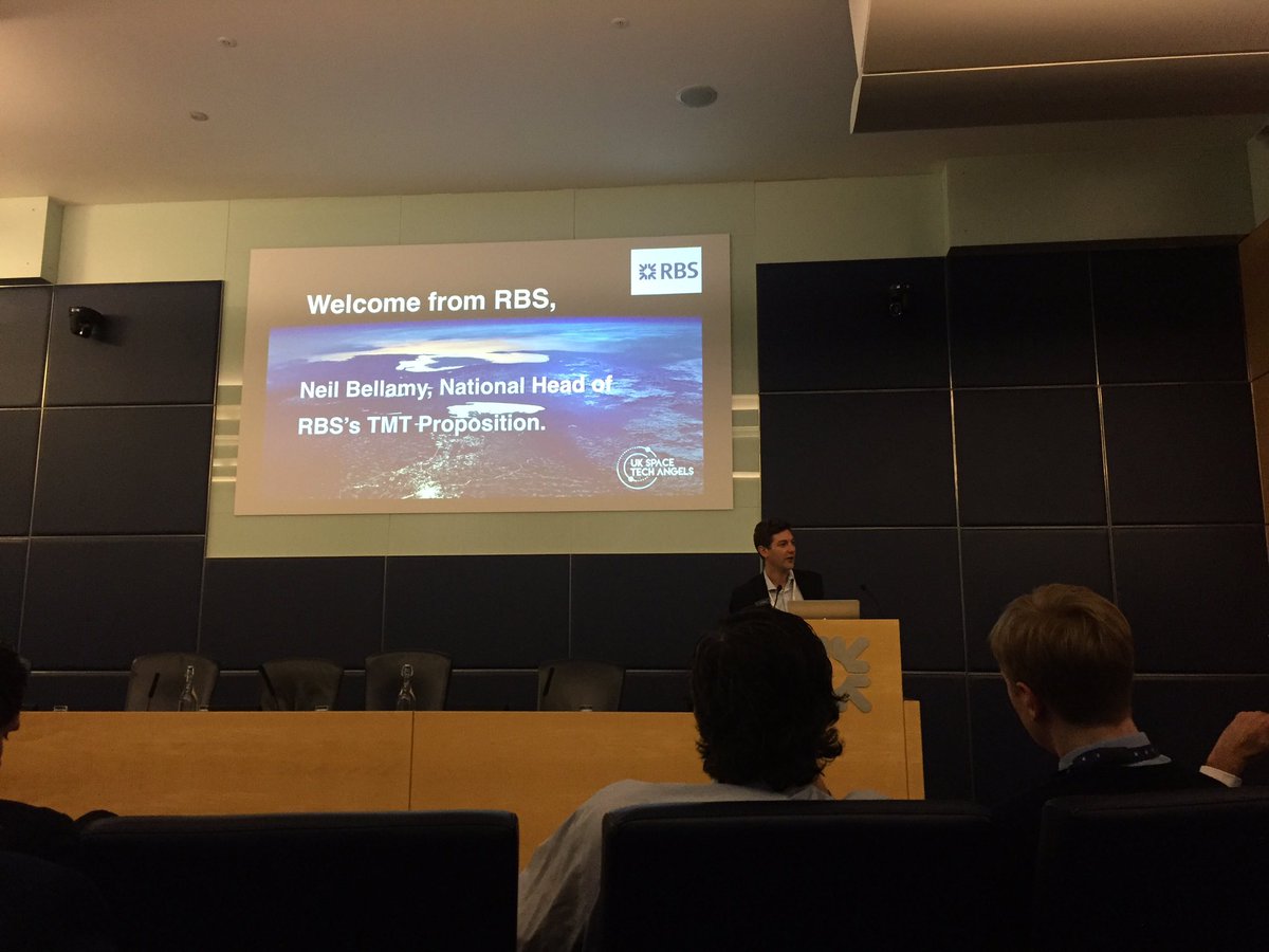 whitedotspace's tweet photo. Some fantastic startups pitching with @UKSpaceTA , hope you all manage to close your rounds! Nice venue @RBS ! https://t.co/nsztnlLtzd