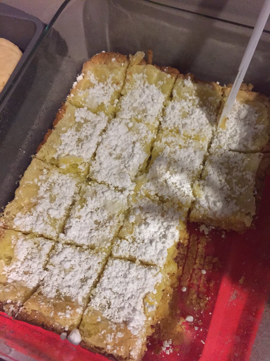 msmallmon's tweet photo. Bake sale day at work. Made a Gooey Butter Cake. Connecticut doesn't even know what's about to hit them. #You'reWelcome https://t.co/ktXNyPDnPK